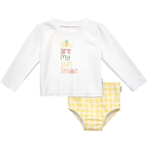 Gerber Baby Girls' Baby Toddler Long Sleeved Rashguard Swim Bathing Suit Set