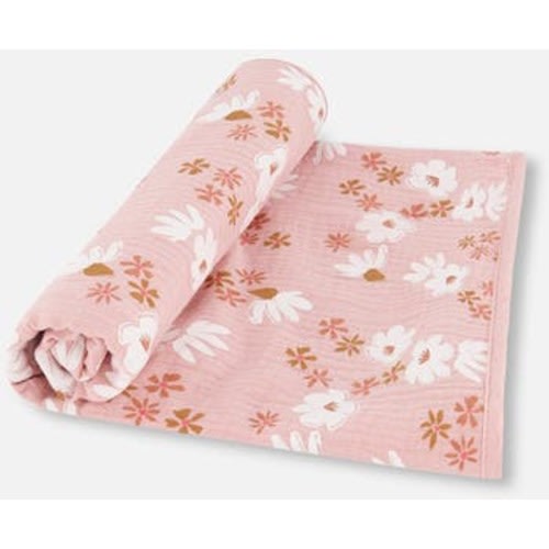 Baby Girl's Printed Muslin Blanket Pink And White Flowers
