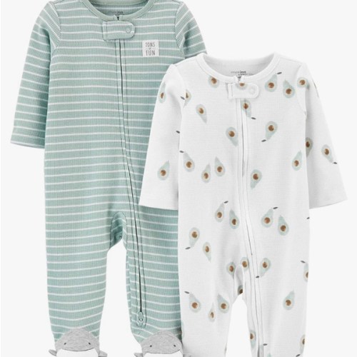 Simple Joys by Carter's unisex-baby 2-way Zip Thermal Footed Sleep and Play, Pack of 2