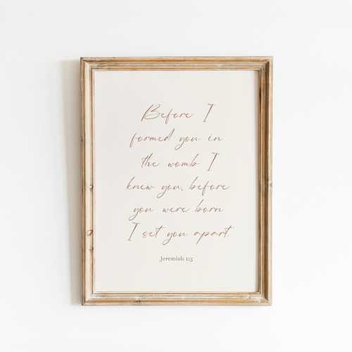 Jeremiah 1:5 Nursery Print, Girl Bible Verse Nursery Print, Boy Nursery Decor, Neutral Christian Nursery Wall Art, Bible Verse Room Decor