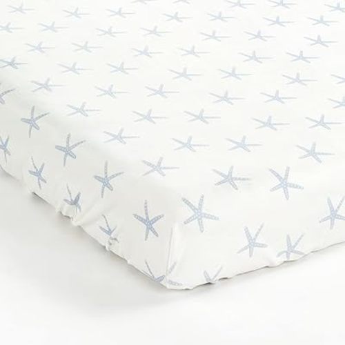 Amazon.com: Lush Decor Narwhal Starfish Stars Allover Soft & Plush Fitted Crib Sheet, 52"x 28" x 9", Blue : Baby