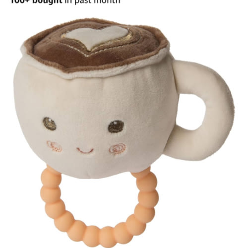 Mary Meyer Sweet Soothie Soft Baby Rattle with Teether Ring, Latte