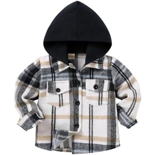 YOUNGER STAR Toddler Kids Boys Girls Flannel Hooded Plaid Shirt Button Baby Red Plaid Shirt Plaid Shirt Hooded Clothes