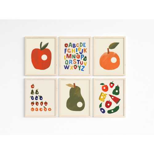 Hungry Bug Set of 6 Prints, The Very Hungry Caterpillar Inspired Printable Wall Art, kids room decor, nursery digital print, book character
