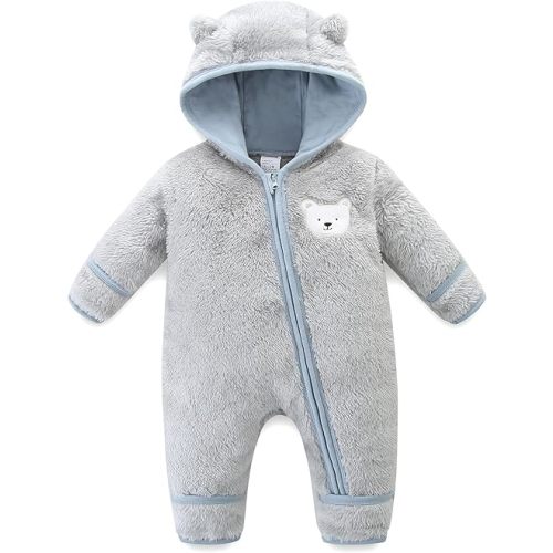 Baby Romper Snowsuit Infant Hooded Outfit Outerwear Jumpsuit Long Sleeve Footed Onesie