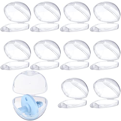Treela 10 Pack Pacifier Case Pacifier Holder Case Clear Container Box for Baby Travel Transparent Clip Essential Accessories