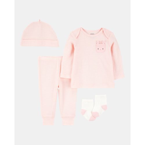 Baby 4-Piece Bunny Outfit Set - Pink/White