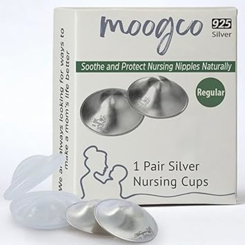 The Original Silver Nursing Cups - 925k Nipple Cups - Nipple Shield for Nursing Newborn - Silver Nipple Covers Breastfeeding (Pure Silver, 925 Regular Size)