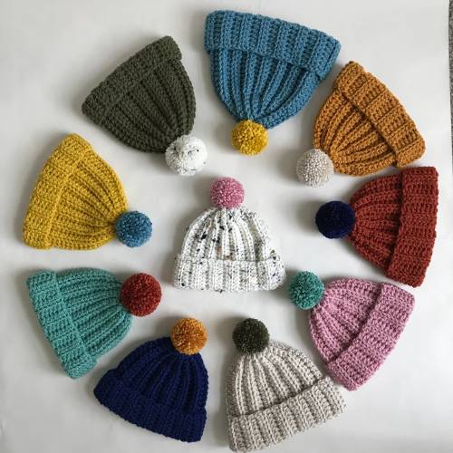 Handmade Baby Bobble Hat, Toddler Pompom Hat, Crochet Unisex Children Beanie, Gender Neutral Newborn Baby Shower Gift