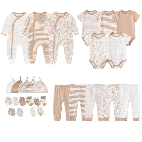MAMIMAKA Newborn Layette Gift Set 27-Piece Baby Girl Clothes Bodysuits, Pants Essentials and Accessories 0-12Months
