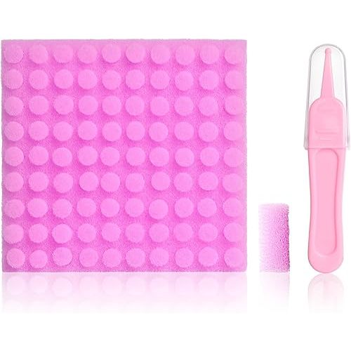 Replacement for Nosefrida Nasal Aspirator Filters, 100 Count Premium Baby Nasal Aspirator Hygiene Sponges with Nose Cleaning Tweezers (Purple)