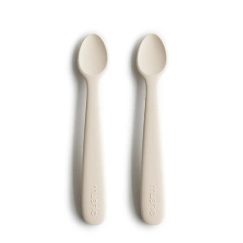 Mushie Ivory Silicone Feeding Spoons Children's Eating Utensils– Hazel & Fawn