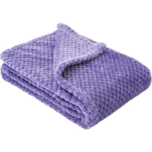 Fuzzy Blanket or Fluffy Blanket for Baby, Soft Warm Cozy Coral Fleece Toddler, Infant or Newborn Receiving Blanket for Crib, Stroller, Travel, Decorative (28Wx40L, XS-Iris)