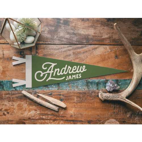 Custom Heritage Name Sign Felt Pennant | Personalized  Bold vintage style banner flag, kids & Nursery Wall Art, Boys Girls home decor gift