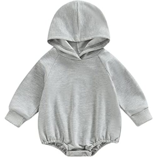 Thorn Tree Newborn Baby Boys Hooded Sweatshirt Long Sleeve Solid Romper Infant Baby Fall Winter Spring Outfits