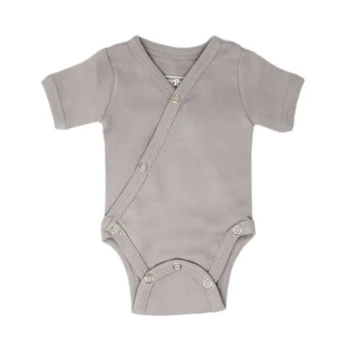 Organic Short-Sleeve Kimono Bodysuit in Light Gray – L'ovedbaby