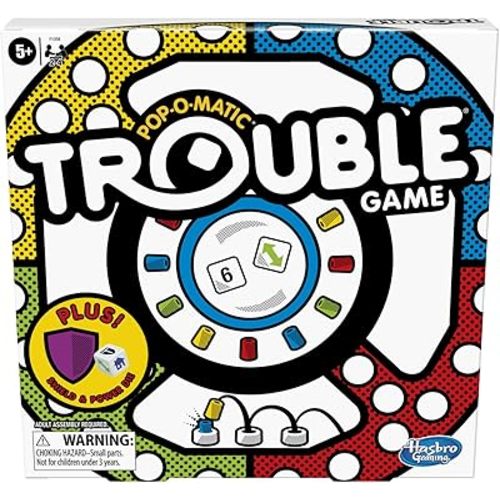 Hasbro Gaming Trouble Board Game, Includes Bonus Power Die and Shield, Family Game for 2-4 Players, Ages 5 and Up (Amazon Exclusive)