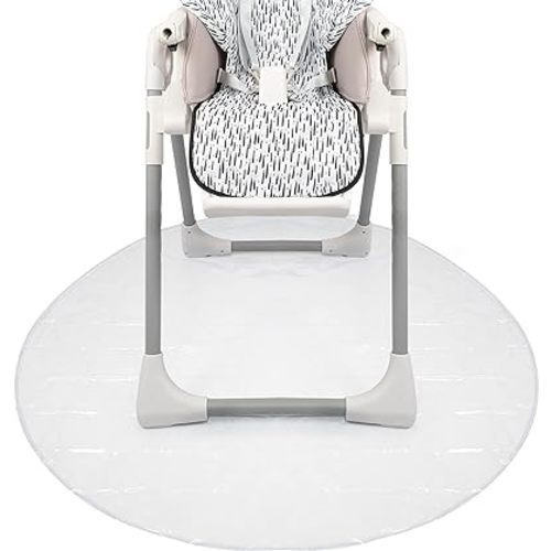 Nuby High Chair Waterproof Floor Mat - 50" Clear Circle Kitchen Mat - Protects Floor from Spills and Messes