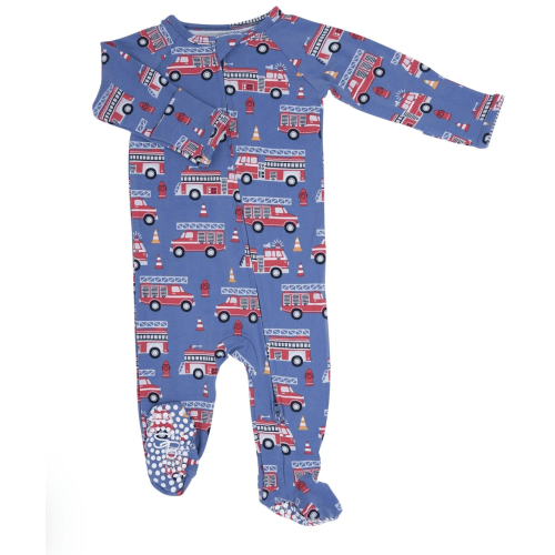 Blue Fire Truck Zipper Footie