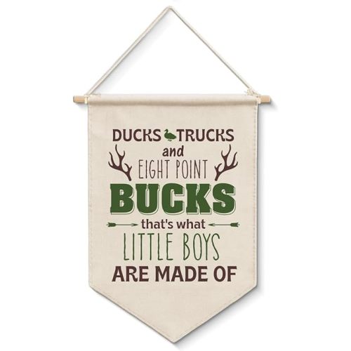 XIPLUM Duck Hunting Nursery Wall Art Deer Poster Wall Decor Ducks Picture Banner Hanging Display Pennant Flag for Boys Room Nursery Bedroom Playroom, 12x16 Inches