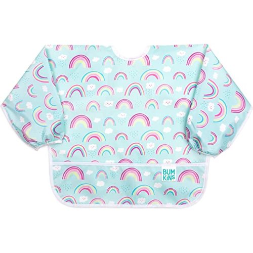 Bumkins Sleeved Bib Baby Bib, Toddler Bib, Smock, Waterproof Fabric, Fits Ages 6-24 Months