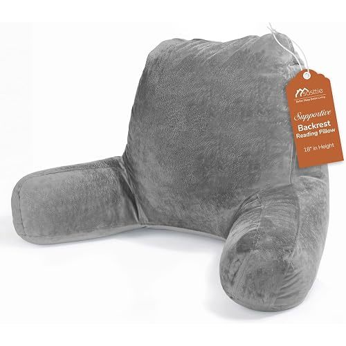 Sasttie Reading Pillows for Sitting in Bed Adult, Back Pillow Bed Sitting Up, Back-Rest Support Cushion for Sit Up on Couch, Sofa, and Floor, Dorm Essentials, Oeko-Tex Certified, Dark Grey