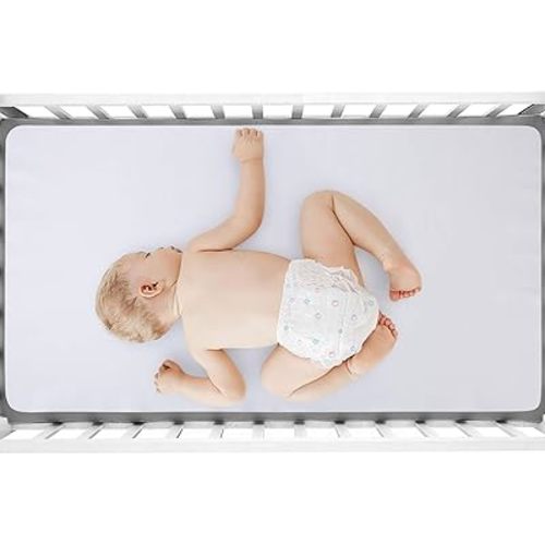 2 Pack Waterproof Crib Mattress Protector Pad Flannel Crib Protector Pad Incontinence Pad Wetting Reusable Waterproof Cover 100% Water Resistant Cotton Sheet Savers for Baby 28"*52"