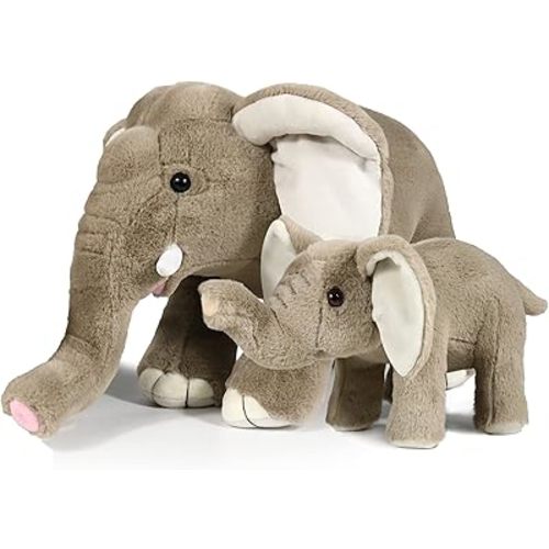 Ice King Bear Mom and Baby Stuffed Animals Set Zoo Wild Animals (Elephant)