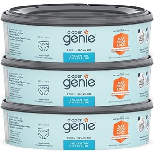 Diaper Genie Bags Refills 270 Count (Pack of 3) with Max Odor Lock | Holds Up to 810 Newborn Diapers