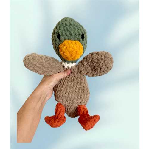 Duck Snuggler, Crochet Mallard Duck Snuggle Toy, Handmade Crochet Plush Duck, Baby Snuggle Toy, Toddler or Baby Gift, Made to order