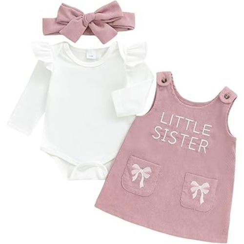 MoZiKQin Baby Girl Halloween Outfit Long Sleeve Ruffle Romper Ghost Embroidery Overall Dress Headband Cute Fall Clothes