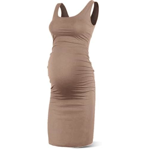 Rnxrbb S-2XL Women Summer Sleeveless Maternity Dress Pregnancy Tank Scoop Neck Mama Clothes Casual Bodycon Clothing