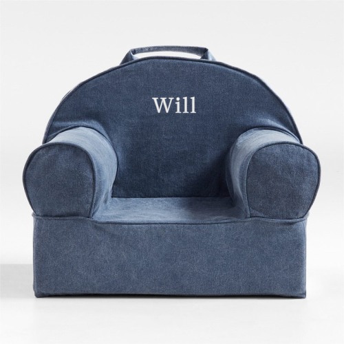 Personalized Small Dark Indigo Kids Lounge Nod Chair