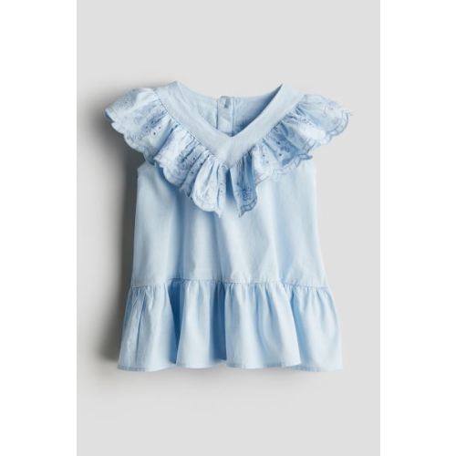 Ruffle-trimmed Cotton Dress