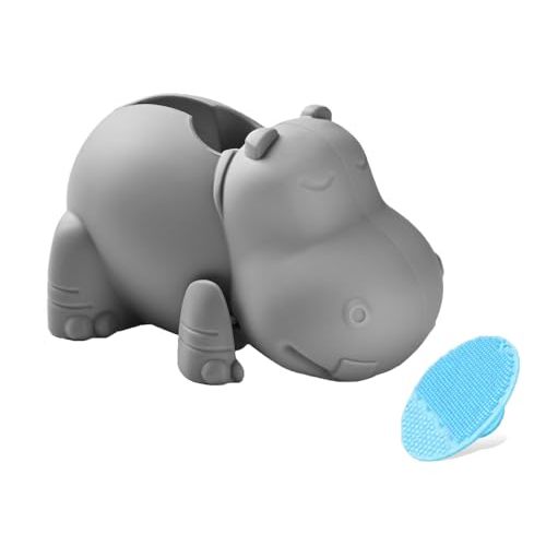 Mandoo Faucet Cover Bathtub Baby, Bath Spout Cover for Baby, Bath Faucet Cover for Kids, Tub Spout Cover Bathtub Faucet Cover Kids Safety, Protection Baby Universal Bath Silicone Toys Grey Hippo
