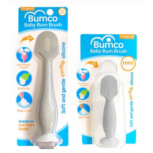Bumco 2-Pack Full-Size & Mini Baby Bum Brush Bundle (Gray/Gray)