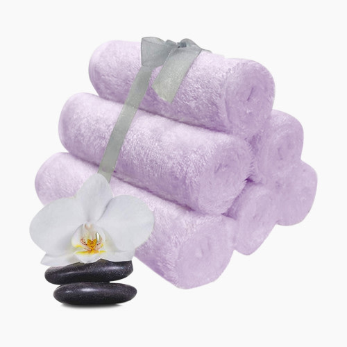 KeaBabies Deluxe Baby Bamboo Viscose Washcloths (6 Pack) - Soft Lilac, 6