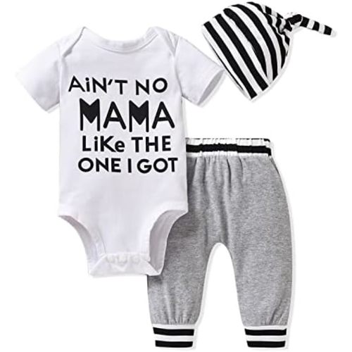 Aalizzwell Baby Boys Summer Clothes Short Sleeve Bodysuit Pants Outfit