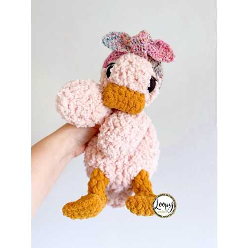 Crochet Della Duck Lovey Snuggler - Stuffed Animal - Security Blanket - Made To Order