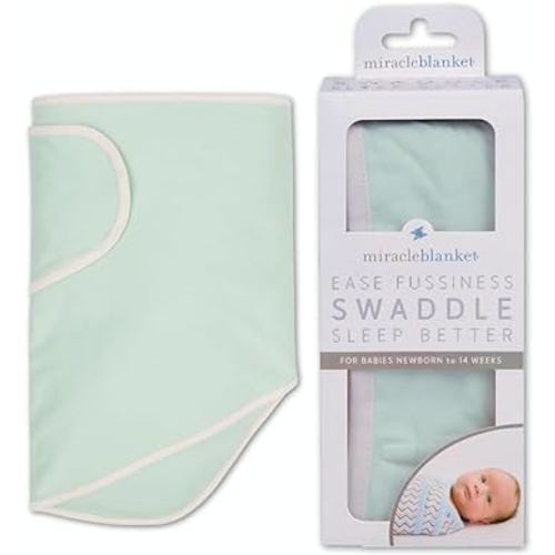 Miracle Blanket Swaddle Wrap - Newborn Essential Baby Blanket - Soft Sleep Sack Ideal for Newborns and Infants (Green with Beige Trim)