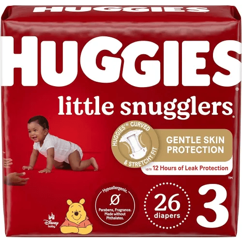 Huggies Size 3 Diapers, Little Snugglers Baby Diapers, Size 3 (16-28 lbs), 26 Count