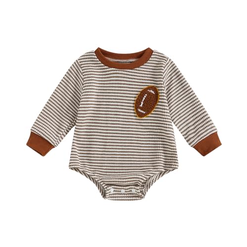 Bagilaanoe Newborn Baby Boy Girl Football Outfit Game Day Sweatshirt Romper Long Sleeve Pullover Bodysuit Fall Winter Clothes