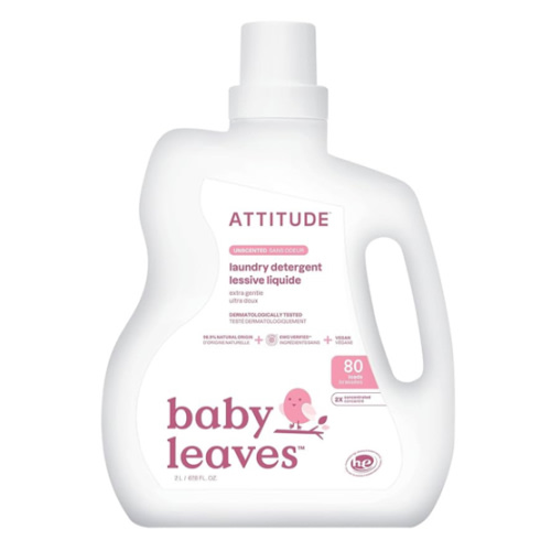 ATTITUDE Baby Laundry Detergent Liquid, EWG Verified, Safe for Baby Clothes, Infant and Newborn, Vegan and Naturally Derived Washing Soap, HE Compatible, Unscented, 80 Loads, 67.6 Fl Oz