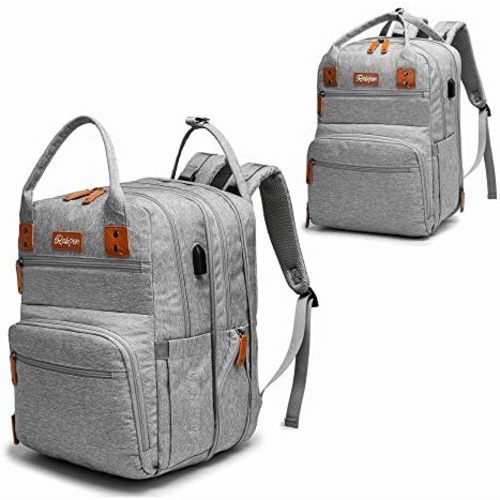 Rabjen Diaper Bag Backpack, Transformable Baby Bag, Spacious Enough for Twins' Stuff, Multifunction Back Pack, Gray