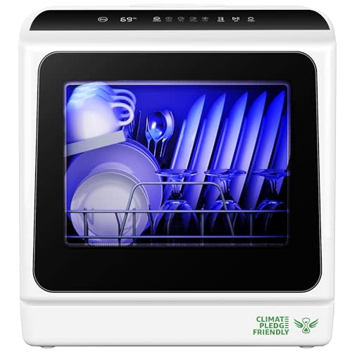 EUHOMY Mini Portable Dishwasher Countertop Compact Dishwashers, Tabletop Small Dishwasher with 5L Built-in Water Tank with 6 Modes and Baby Care for Apartments& RVs, No Hookup Needed