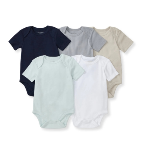 Solid Organic Cotton Short Sleeve Baby Bodysuits 5 Pack Midnight