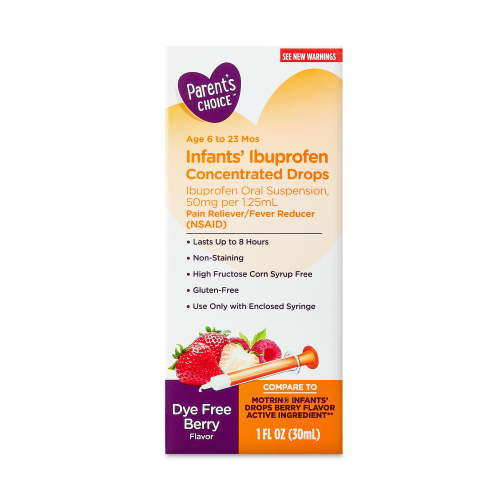 Parent's Choice Ibuprofen Infants’ Drops, Pain Reliever, Fever Reducer, Dye Free, 1 fl oz (US) HSA/FSA Eligible