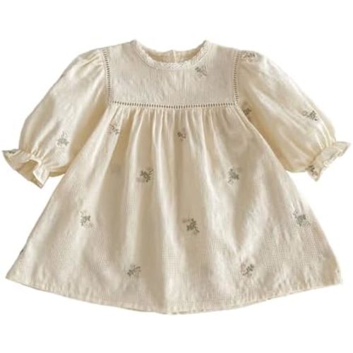 Spring - Summer Baby Toddler Long - Sleeve Princess Dress with Exquisite Lace Collar and Embroidery - Cute and Stylish Outfit