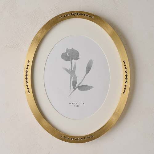 Floral Antique Brass Oval Picture Frame