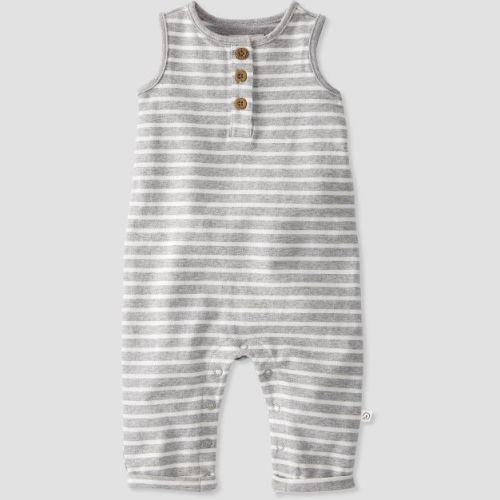 little Planet By Carter's Baby Organic Cotton Striped Jumpsuit - Gray